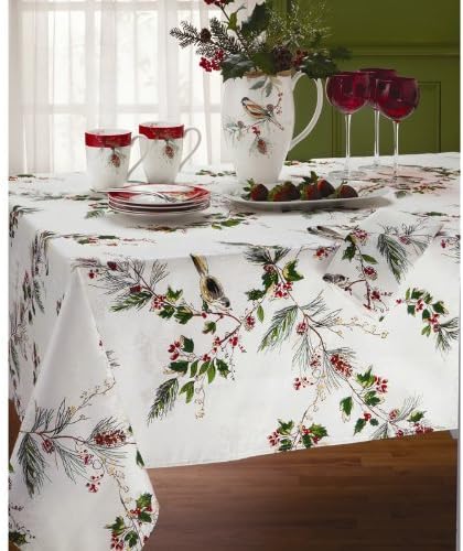 Lenox Winter Song 60 X 102 Oblong/Rectangle Tablecloth, Off White