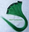 Hair Collection-18" Green 100% Human Hair Clip in on Extensions - 1.75"widex5pcs