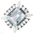 Cocktail Ring With 6.00ctw Genuine Marquise Cut Clean Diamonds and Aquamarine Made of 14K White Gold. Total item weight 8.0g (Size 7)