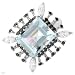 Cocktail Ring With 6.00ctw Genuine Marquise Cut Clean Diamonds and Aquamarine Made of 14K White Gold. Total item weight 8.0g (Size 7)