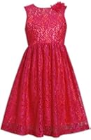 illusion neckline tween dress lace bonnie sunburst jean fuchsia cut pleat overlay