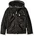 Urban Republic Boys' Faux Leather Jacket with Fleece Hood and Perforated Shoulders