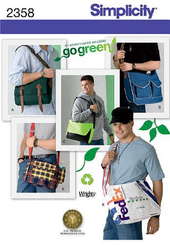 Simplicity Sewing Pattern 2358 Men's Messenger Bags, , One Size