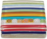 Authentic Murano Glass Arsenale Paperweight, Multicolor Bars, Millefiori Stripe, Gift Boxed, 2.5"