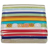 Authentic Murano Glass Arsenale Paperweight, Multicolor Bars, Millefiori Stripe, Gift Boxed, 2.5 by 