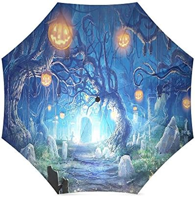 Happy Halloween's Day Gifts Scary Ghosts Pumpkin Custom Folding Portable Outdoor Rain /Sun Umbrella Beach Travel Shade Sunscreen For Women/Men