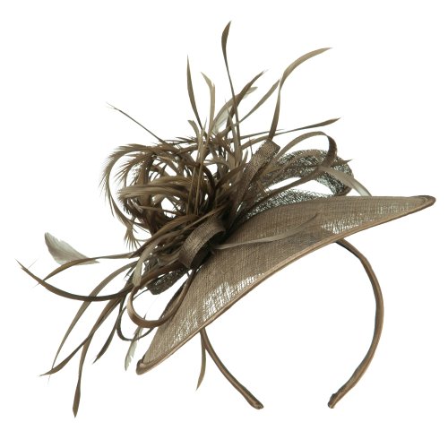 Women's Round Crown Headband and Clip Fascinator - Mushroom