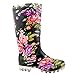 Women's Quilted Knee High Waterproof Riding Rain Boots TRENDS SNJ SHOES