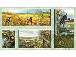 By the Yard Country Canine Dogs Quilt Fabric Panel