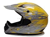 Yellow Flame Dirt Bike ATV Motocross Off-road Helmet DOT (XLarge)