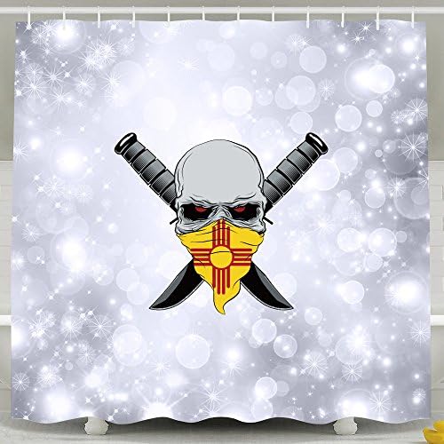 Flag Of New Mexico Calaberas Symbol Polyester Fabric Shower Curtains 72*78inch