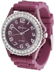 Geneva Platinum 6886 CZ Accented Silicone Link Watch, Large Face [Watch]