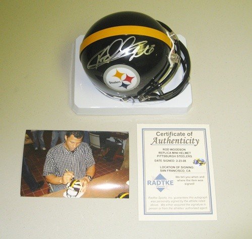 Rod Woodson Autographed/Hand Signed Pittsburgh Steelers Mini Helmet