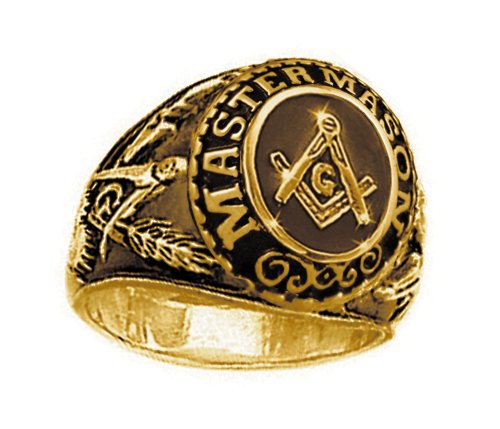 College Style (GOLD Plated) Stainless Steel Freemason Ring / Masonic Rings - Freemason's Jewelry for Free Masonry Member. Free Masons Masonary Ring with Masonic symbol (9)