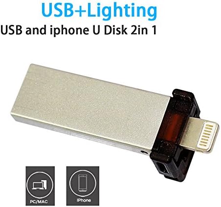 USB Flash Drive, U Disk Drive with Lightning Connector for Iphone5, Iphone5C, Iphone6 , Iphone6s, Iphone6plus, ipad, computer Mac. (Silver 64GB)