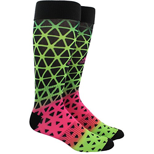 adidas Metro IV Soccer Socks, Medium, D Print: Black/Solar Green/Shock Pink