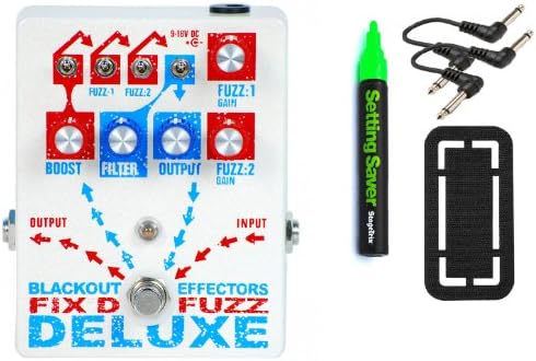 Blackout Effectors Fix'd Fuzz Deluxe Bundle - 4 Items: StageTrix Setting Saver Pen, StageTrix Pedal Fastener, 2x Hosa Patch Cables