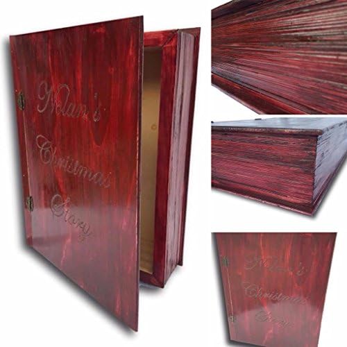 Large Wooden Book Gift Box with Personalized Hand Carved Engraving - 12 x 16 x 4 inch