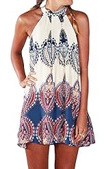 Sexy Keyhole Summer Halter Sleeveless Mini Dress 