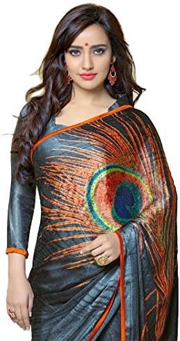 Aasri Women's Crepe Saree Free Size Grey
