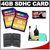 Transcend 4GB SecureDigital Class 10 (SDHC) Memory Card (2 PACK) + SD Hard  ....
