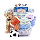 Sports Themed New Baby Boy Gift Basket - Great Shower Gift Idea for Newborns