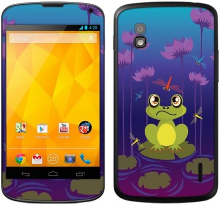 Fincibo (TM) LG Google Nexus 4 E960 Accessories Skin Vinyl Decal Sticker - Frog And Dragonfly