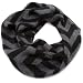 Collection XIIX 100% Cashmere Women's Chevron Stripe Loop Scarf, Black, One Size