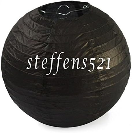 Round Chinese Paper Lanterns Wedding Birthday Party Home Shop Festival Decor black-10pcs-8" 20cm