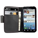 AIO AIO Black Wallet Leather Case For Motorola Defy MB525 + LCD Screen Protector