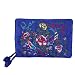 Silky Embroidered Brocade Jewelry Travel Organizer Roll Pouch - Sapphire Blue
