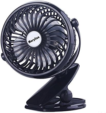 MerySun Battery Operated Clip Fan,Small Portable Fan Rechargeable Battery USB Desk Fan Persanal Fan for Baby Stroller Car Gym Outdoor Camping
