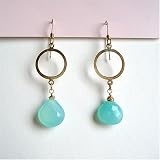 14k Gold Filled Hoop with Genuine Green Chalcedony Drops