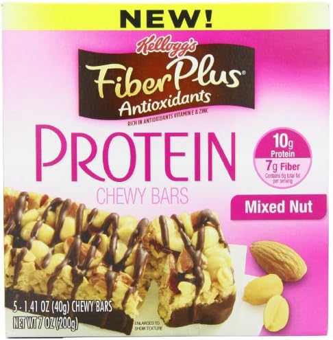 Kellogg's Fiber Plus Antioxidants Protein Chewy Bars Mixed Nut 7 oz (Pack of 4)