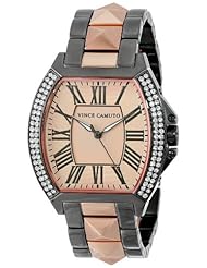 Vince Camuto Womens VC/5123RGTT Swarovski Crystal Accented Gunmetal and Rose Gold-Tone Pyramid Bracelet Watch