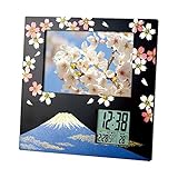 フォトフレームクロック(写真立て付き置時計) 桜&富士山柄 温度表示/アラーム/スヌーズ機能付き 8881F【代引不可】 生活用品 インテリア 雑貨 インテリア 家具 フォトスタンド アルバム [並行