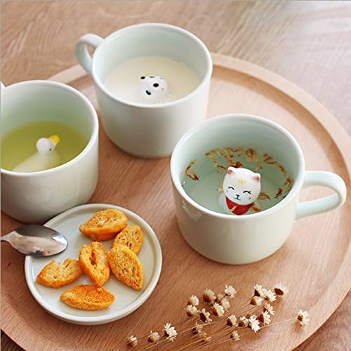 Creative small ceramic milk mug with animals cute cartoon three-dimensional coffee cup Heat-resistant Celadon cup nice gift