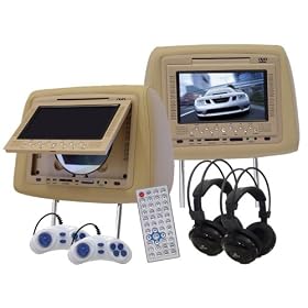 (2) NEW 7" LCD Headrest Car Monitors DVD Player USB SD