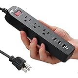 FlePow 3-Outlet Surge Protector 1250W/10A Mini Travel Power Strip with 3 USB Charging Ports for Iphone, Samsung, iPad and More Smartphone and Tablet