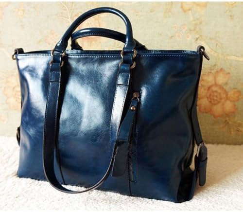 Totoab Novelty PU leather Handbags Womens Shoulder Bags Tote Vintage Satchel bags(Blue)