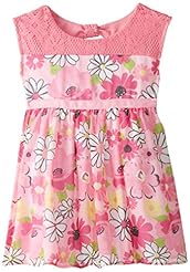 Girls Open-Back Lace Floral Print Chiffon/Polyester Babydoll  Dress