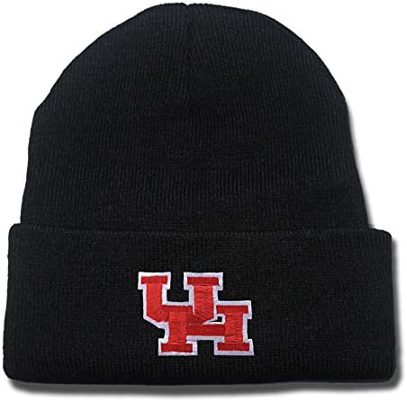 QIANGWEI Houston Cougars UH Logo Beanie Fashion Unisex Embroidery Beanies Skullies Knitted Hats Skull Caps Black