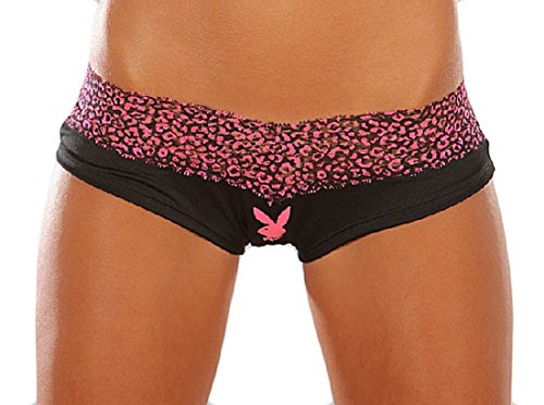 Playboy Bunny Head Animal Print Lace BoyLeg Boyshort Cheeky Panties
