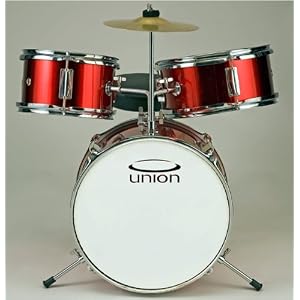 Union 3 pc. Junior Kids Drum Set UT3 *METALLIC RED Complete with Seat, Sticks, Pedal (for... by