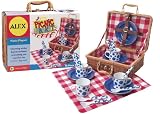 Alex Picnic Basket with 18 Piece Blue Polka Dot Enamelware Dining set