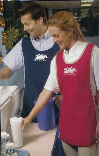 Two Color Unisex Cobbler Apron - Navy w/Azure Blue Trim