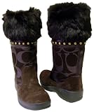 COACH LESLY LOGO SIGNATURE FUR SNOW BOOTS SHOES NEW