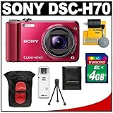 Sony Cyber-Shot DSC-H70 Digital Camera (Red) with 4GB Card + Case + Accesso ....