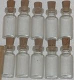 CLEAR, GLASS BOTTLES, NEW, MINIATURE STORAGE, BOTTLE with CORKS, BOTTLE is 1-7/16 TALL x 1/2 WIDE, 20,BOTTLES, & 20, CORKS,