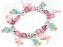 RETRO Pink Flamingo and Palm Tree Charm and Crystal Stretch Bracelet